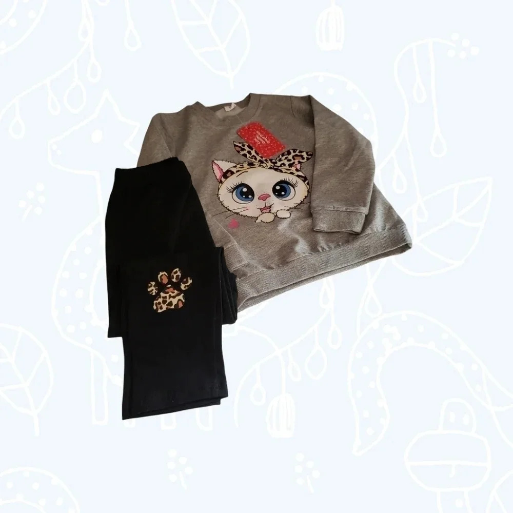 Pat Pat 2-piece Toddler Girl 4/5 Years gray/black